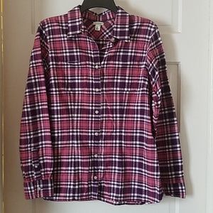 LL Bean Plaid Button Down Top Small New W/Out Tags